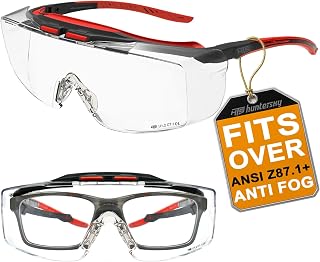 HTS HUNTERSKY ANSI Z87.1+ Anti Fog Fit Over Eyeglasses Safety Glasses Up to 1.88 inch 99.9% UV Protection OTG Lab Goggles