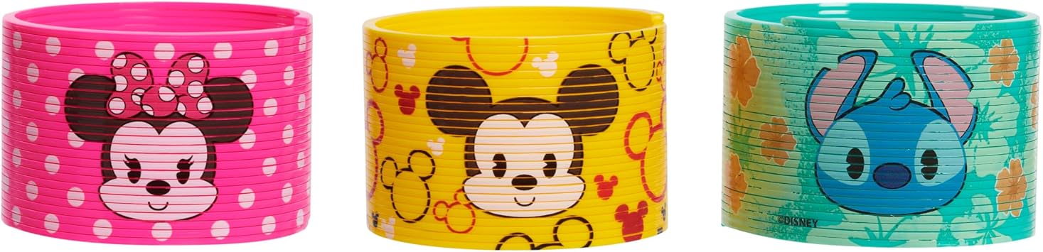 Disney Slinky Characters Minnie Mouse, Mickey Mouse, Stitch 3-pack, Multicolor, Fidget Toy, Party Favors, Kids Toys for Ages 5 Up by Just Play