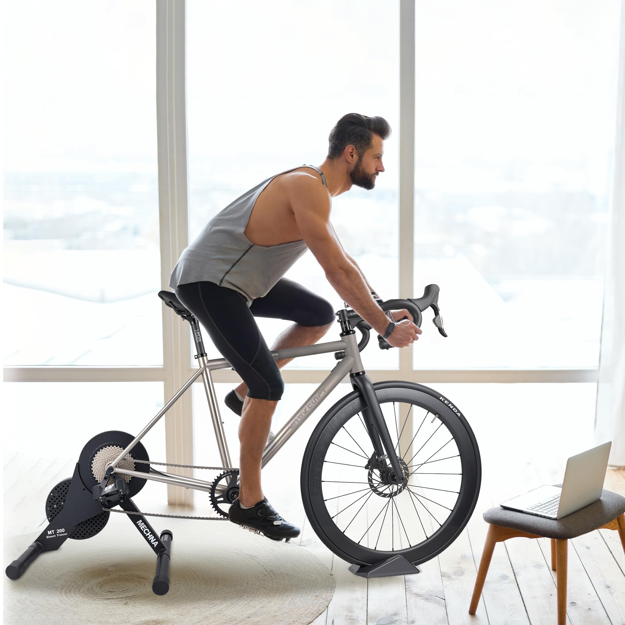 Smart Bike Trainer Fahrrad Rollentrainer Klappbarer Fahrradrolle Indoor Bike Trainer Heimtrainer Direktantrieb kompatibel mit 26-29 Zoll/700C Räder Sport & Freizeit