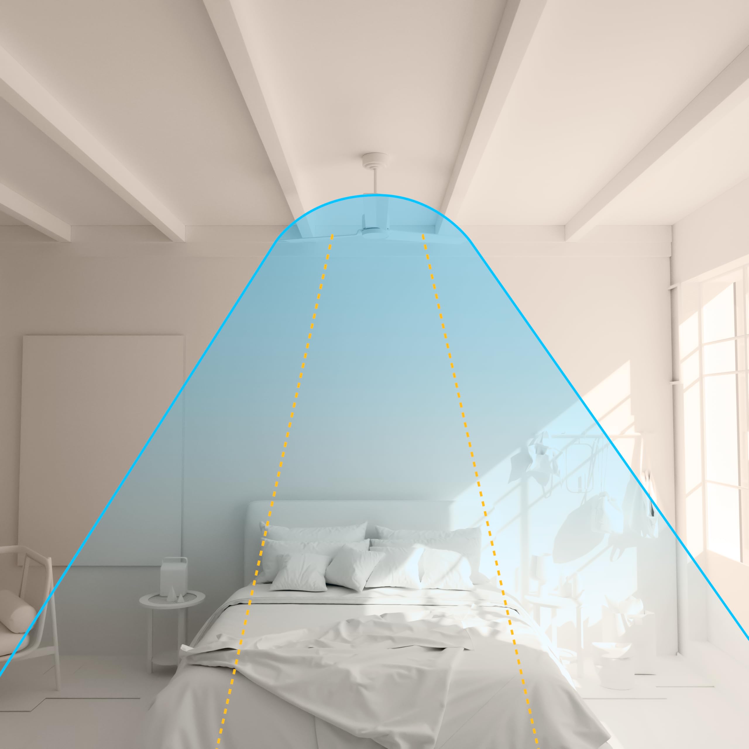 Sulion - Ventilatore da soffitto con luce silenziosa e leggera, potente motore DC, 6 velocità, timer, estate/inverno, luce LED dimmerabile CCT, installazione rapida