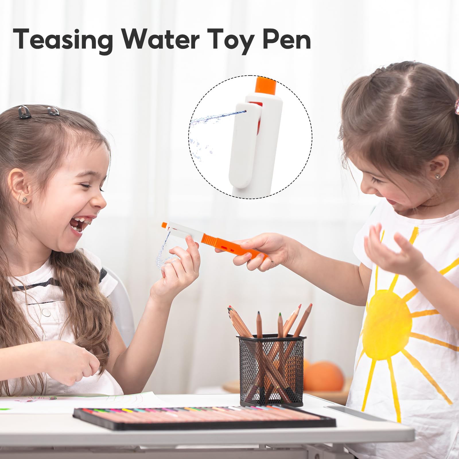 4 pezzi Pennarelli Spruzzatori, Penna a Spruzzo Descrivibile, Penna 2-in-1 a Spruzzo d'Acqua Descrivibile, Penna a Spruzzo per Scherzi, Premere, Per Scherzi da Ufficio Scolastico