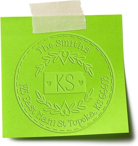 Miniatura 366 de Round State Love - Sello de dirección de devolución para Texas, uso con almohadilla de sello, mango de madera, sello de dirección de Texas