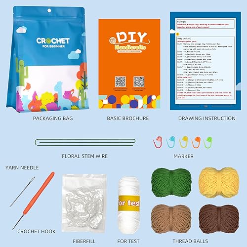 Miniatura 4 de ArwySciI Kit de ganchillo para principiantes, 4 kits en macetas con hilo, videos paso a paso, manualidades para adultos y niños, regalos para