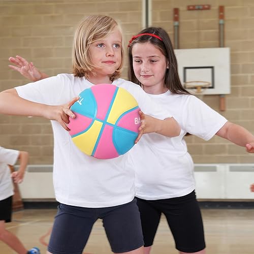 Miniatura 5 de Baloncesto de goma gruesa para niños y jóvenes, tamaño 3/4/5/6/7, para exteriores, colorido, 22/25.5/27.5/28.5/29.5 pulgadas, para regalos
