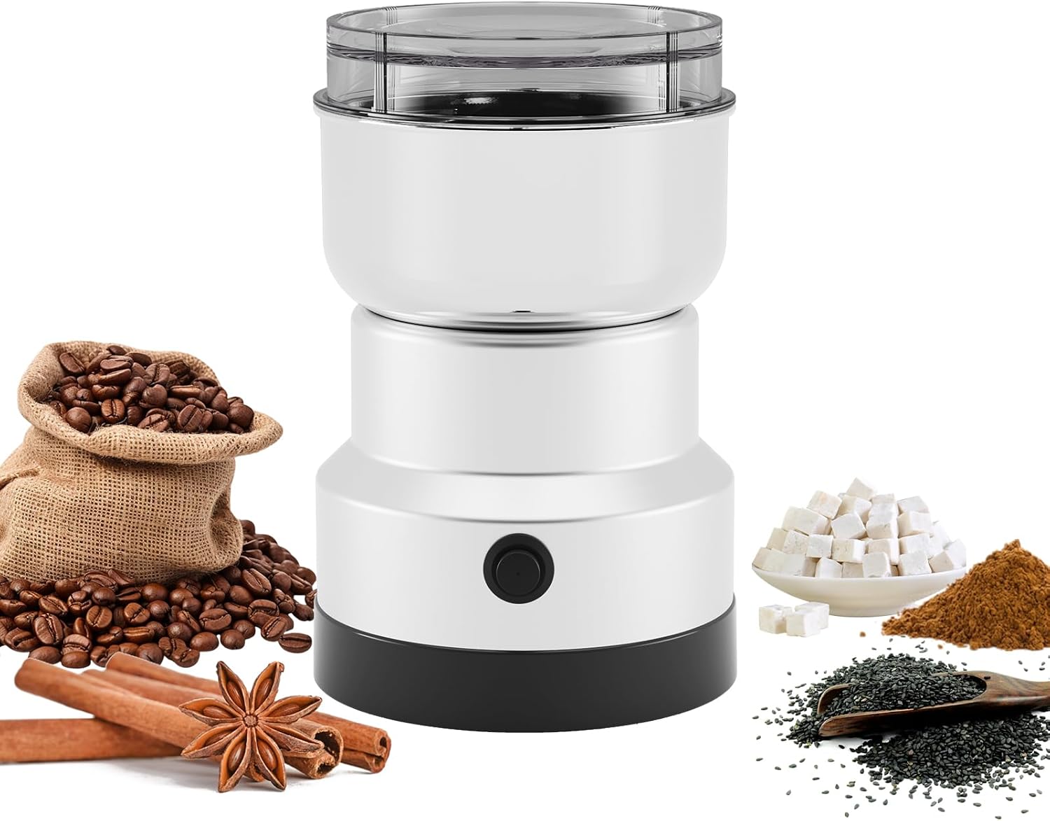 Portable Spice Grinder for Coffee Bean Spices and Seeds Electric Grinder with Stainless Steel Blades for Home Use (Silvery)