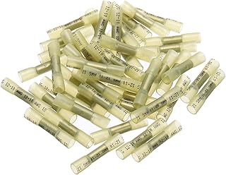 sourcing map 50 conectores termorretráctiles, conectores de crimpado, impermeables, terminales de crimpado de alambre marino automotriz, 12-10 AWG, color amarillo
