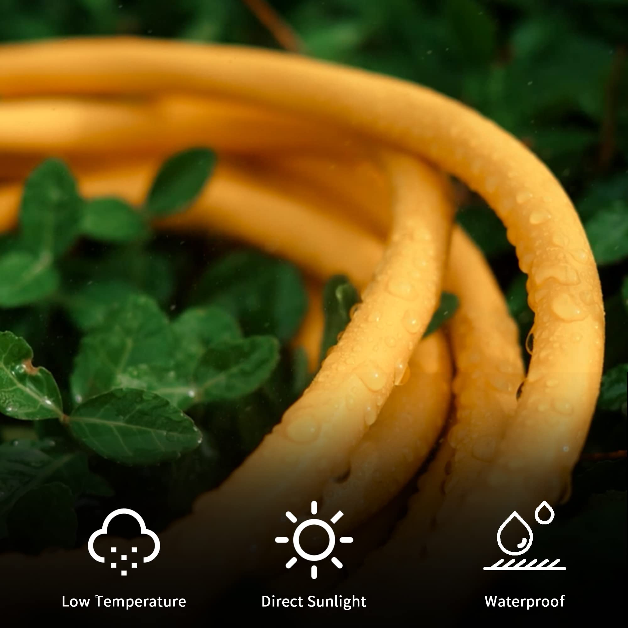 YOJOE Cable de extensión para interior y exterior con extremo iluminado, cable de alimentación resistente a la intemperie, calibre 12, cable de extensión amarillo para garaje, jardín