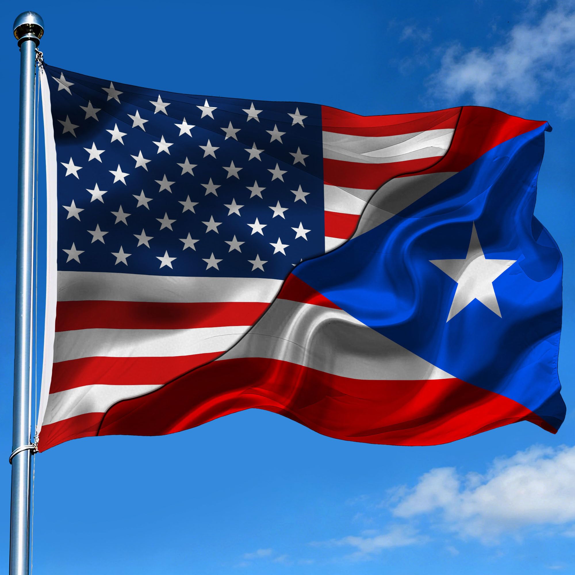 KDASIU Puerto Rico & USA Flag (2x3 ft) Double-Sided