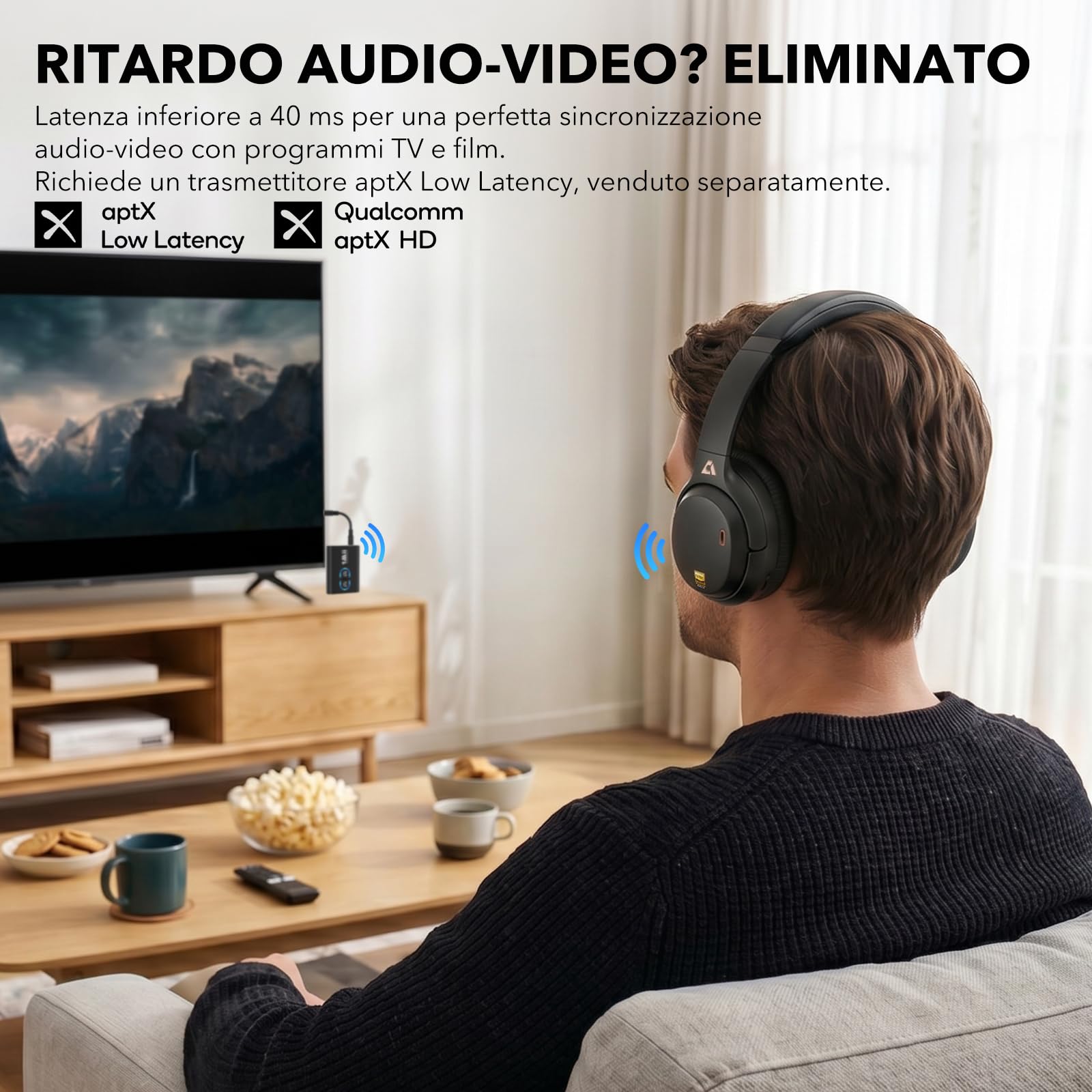 1Mii E700 Cuffie Wireless Bluetooth Over-Ear con Cancellazione Rumore, Nero | ANC Ibrida per Viaggi/Spostamenti, Audio Hi-Res LDAC per Musica, Comode per Ufficio/Studio, aptX Low Latency per TV/Aerei