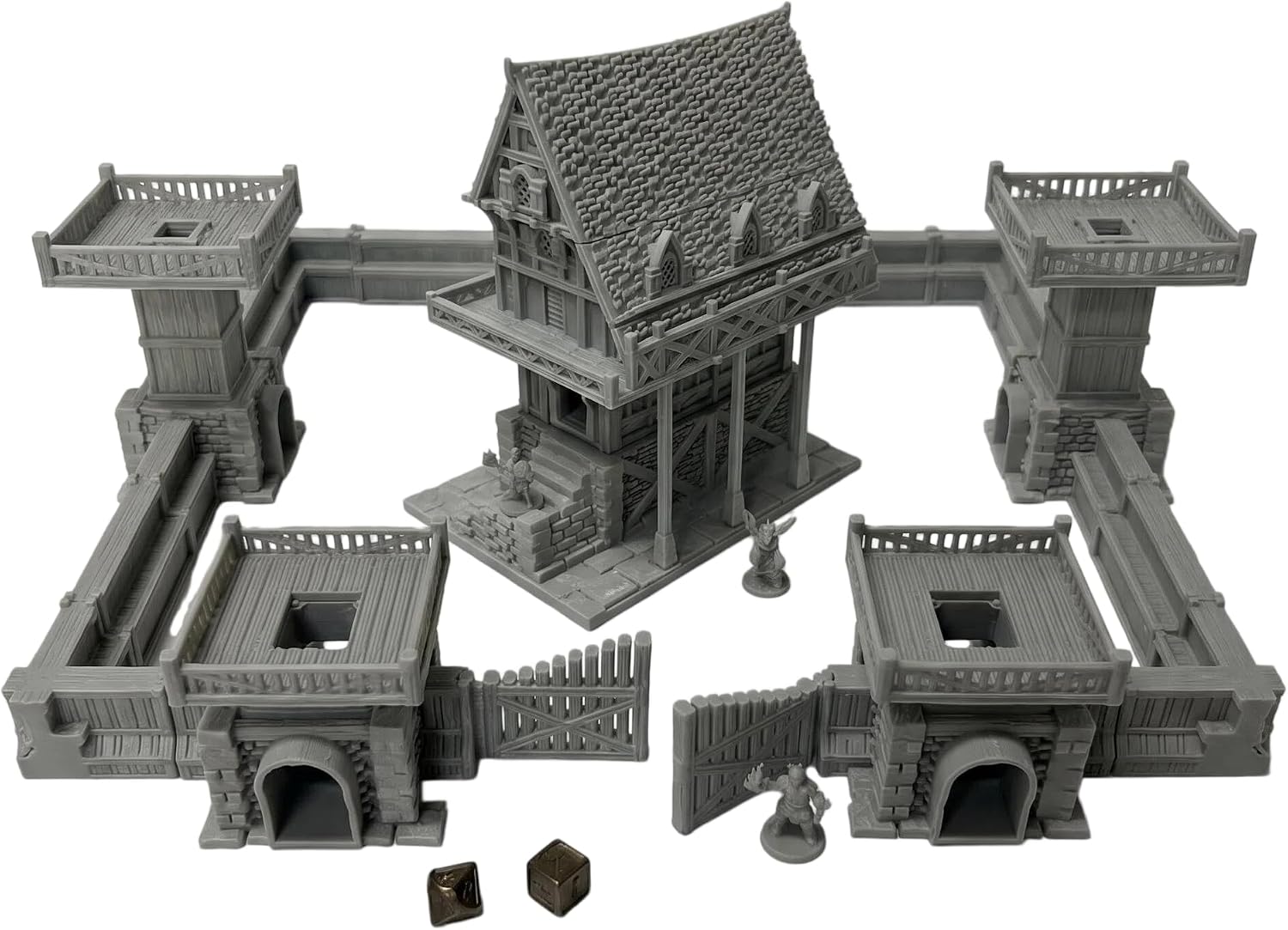 HAUTICO Terrainix Tabletop Battle Wall Terrain Set, Miniature Scenery for RPG Tabletop Wargames, Paintable Gaming Accessory, 18mm Scale Scenery with Medieval Style, Dioramas Building Set, Paintable