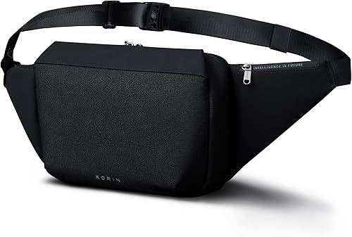 KORIN Bolso bandolera anticorte para hombres y mujeres, impermeable, mochila cruzada para iPad 9.7 para viajes, deportes, senderismo, Negro -,