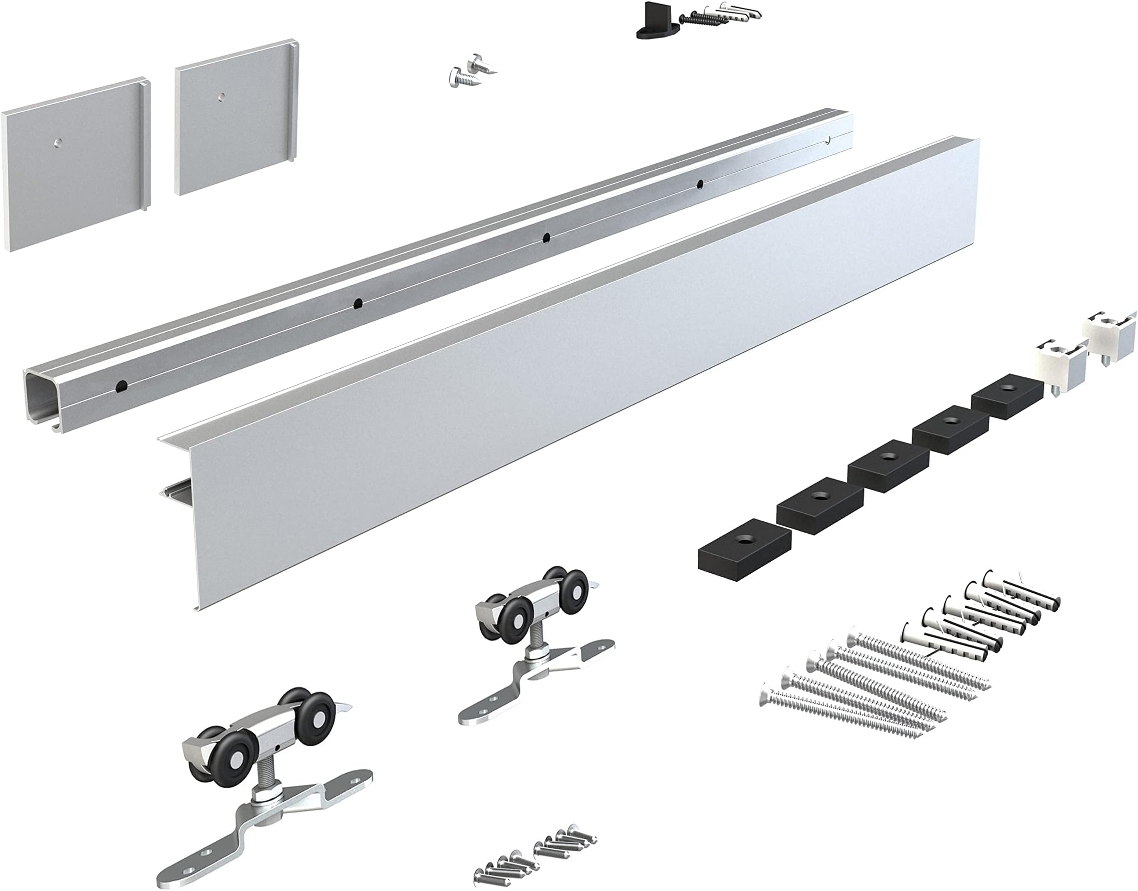 JUBEST 6.6FT Barn Door Sliding Hardware Track Kit, Aluminium Alloy Box Rail Hardware for Classic Modern Interior Single Wooden Door,Low Clearance