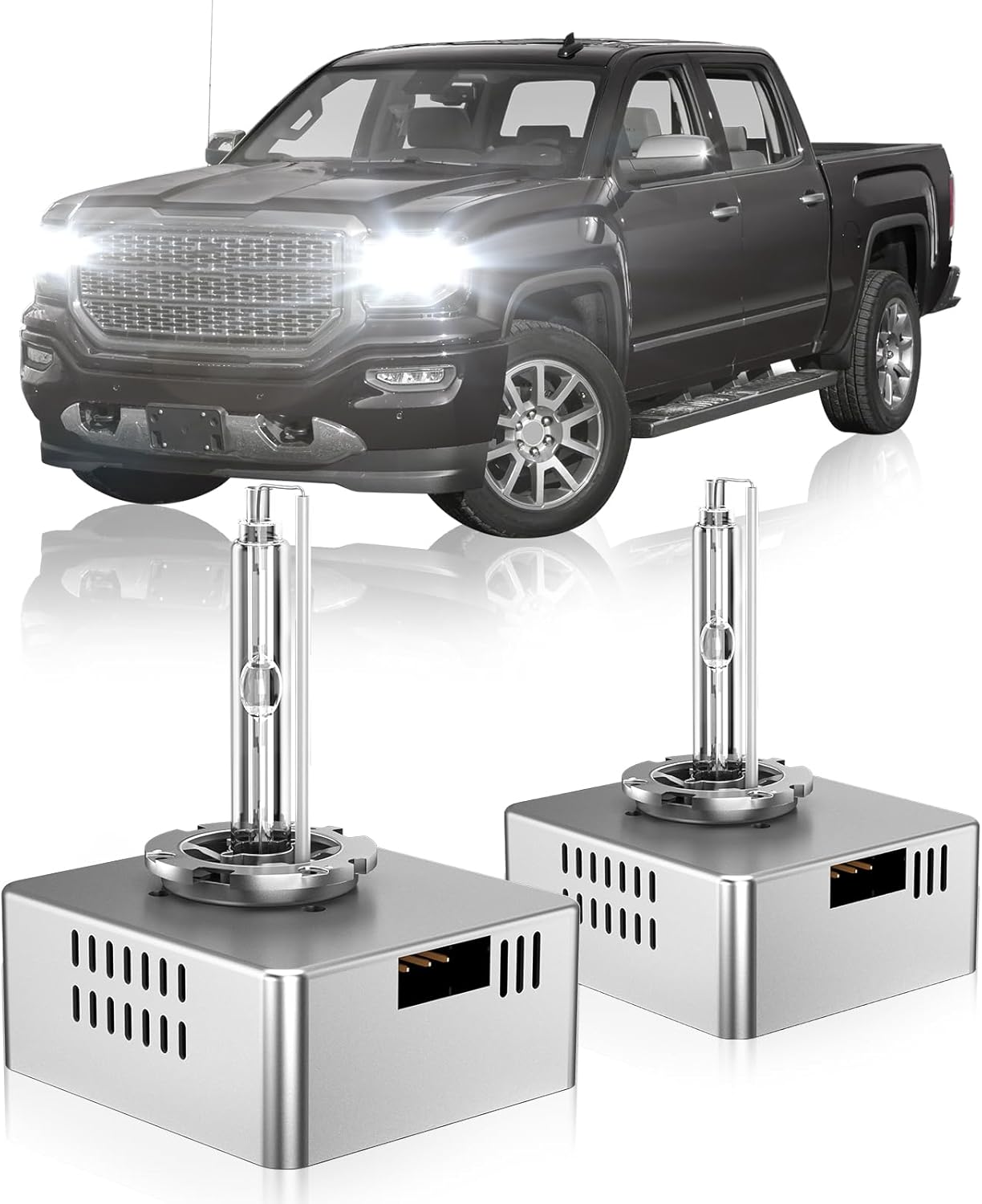 D5S HID Xenon Headlight Bulb Fit for GMC 2014 2015 2016 2017 2018 Sierra 1500 2018 2019 2020 2021 Terrain 2015-2018 Sierra 2500 3500 HD, 6000K White, OEM High Low Beam Xenon Light, Pack of 2