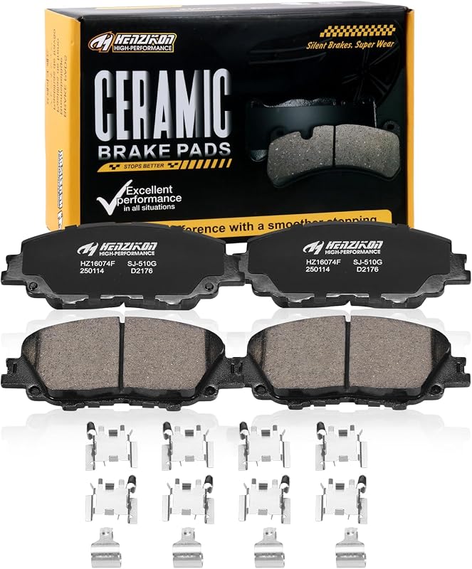 Pastilhas de freio dianteiras cerâmicas HYFTJYZ D2176 para Toyota Corolla e Prius – Conjunto com 2 unidades