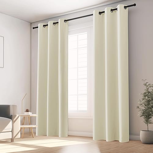Miniatura 93 de KGORGE - Cortinas opacas grises para dormitorio 2 paneles, 42 x 63 pulgadas con ojales, cortinas de oscurecimiento de habitación con aislamiento