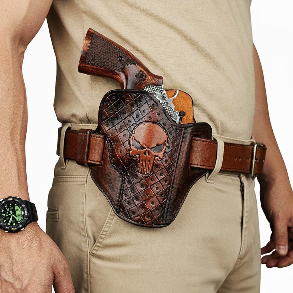 Special Patterned Leather Gun Holster Fits Colt Python or Colt King Cobra, Handcrafted, Premium Leather - ShnLeather