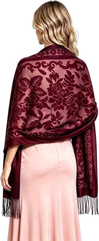BRYCTSISEN Women Lace Velvet Shawl Wrap Wedding Evening Bridesmaid Scarf