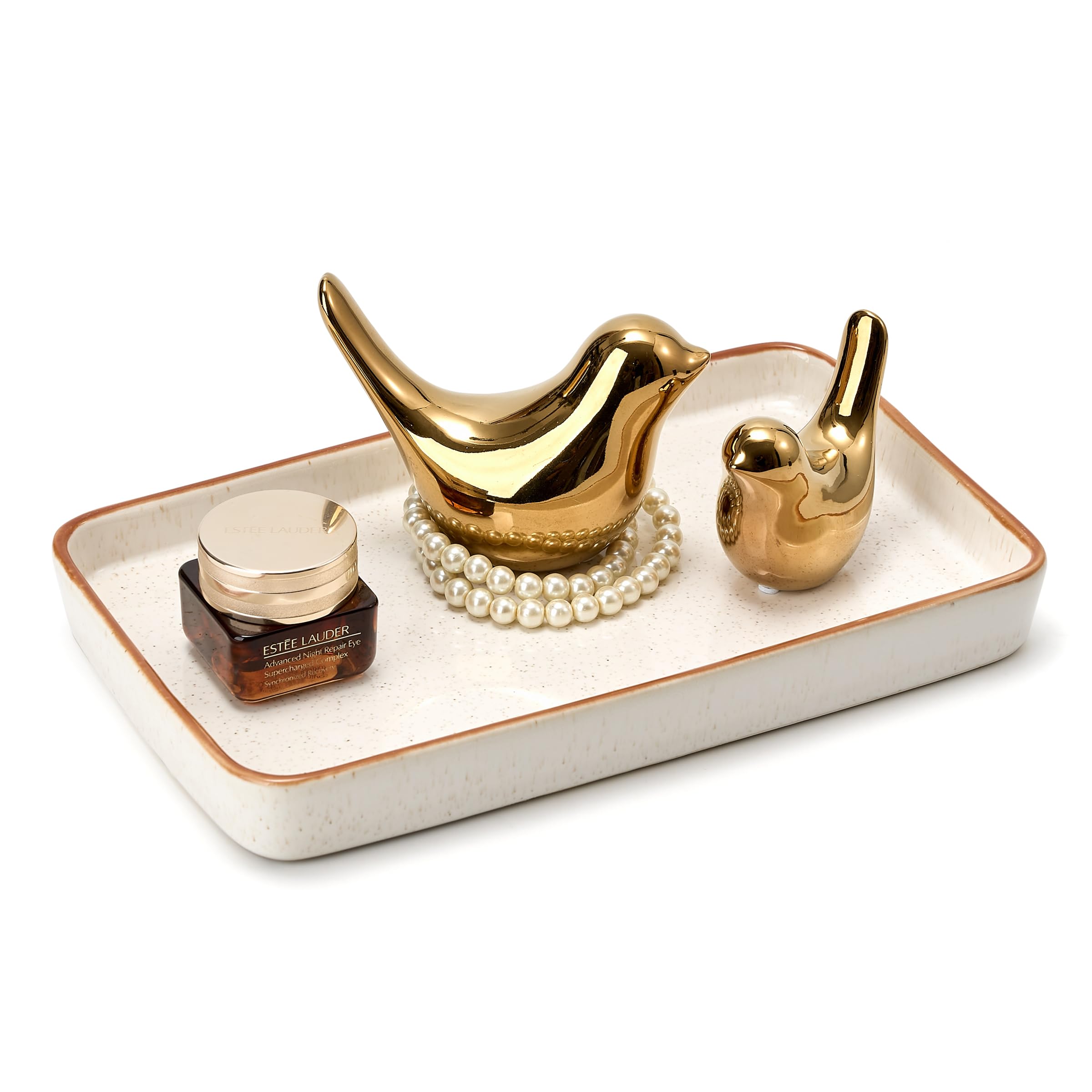 Plateau de salle de bain en céramique artisanale blanc réactif luxe