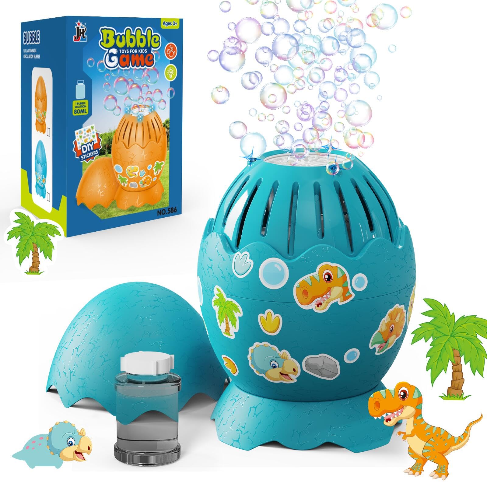 Panacare Dinosaurier Eier Seifenblasenmaschine, Seifenblasenspielzeug für Kinder 10000+ Blasen/Minute mit Seifenblasenlösung/LED, Kinder Geschenk für Geburtstag/Party/Hochzeit