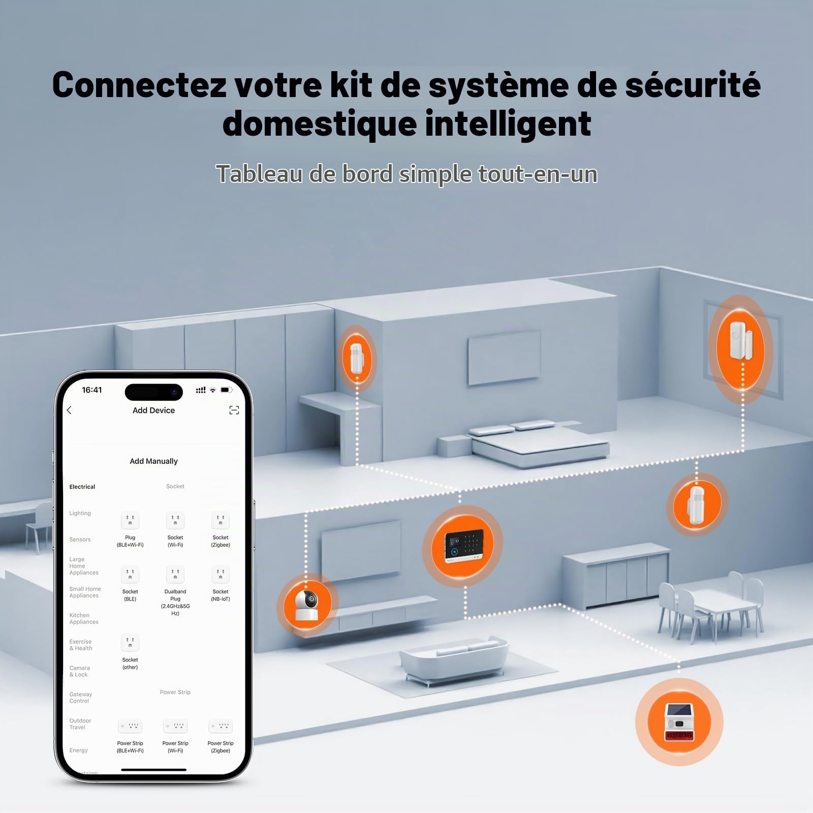 Système d'alarme Domestique sans Fil 4G+WiFi avec caméra extérieure - Installation Simple et Rapide, sans Frais mensuels, contrôle Via Application pour la sécurité de Votre Domicile