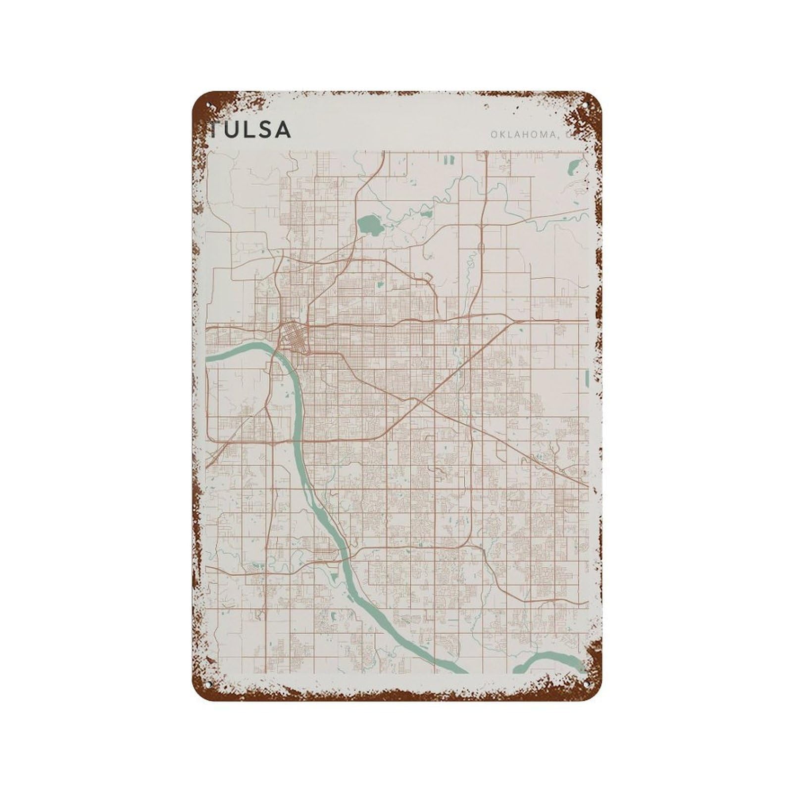 xiaoxiaoshen Tulsa Map Oklahoma Travel Gift Scandi Wall Decor Art Metal Tin Poster Modern Home Decor Art Home Bar Shop Decorations Vintage Sign 30x20cm
