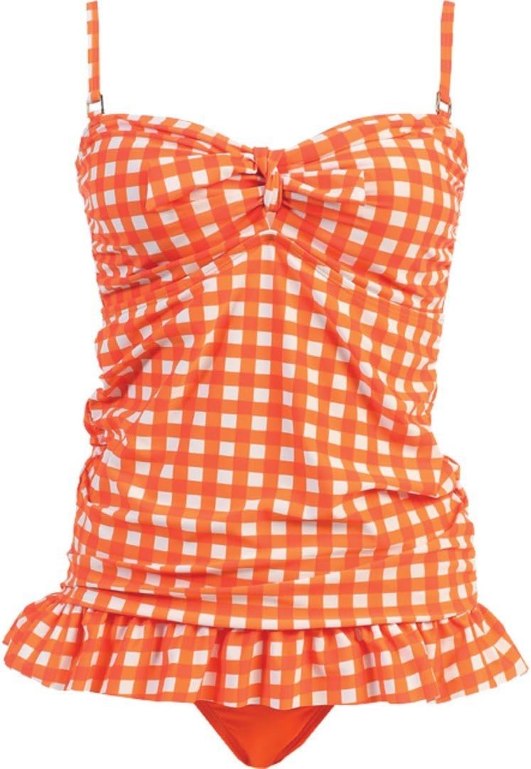 Celina 2 PC. Ladies Gingham Orange Swimwear