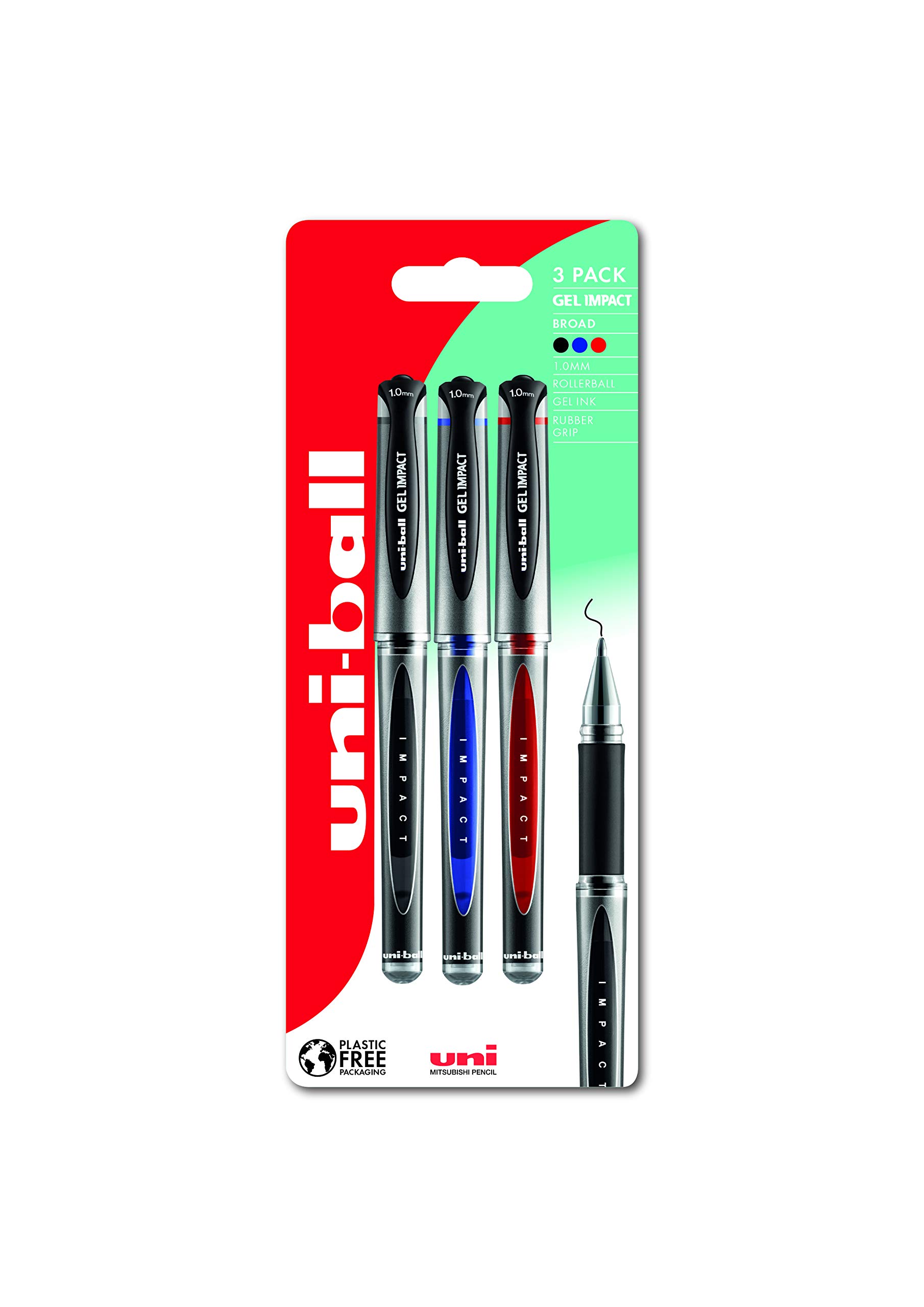 Uni-Ball Eye UB-157 Roller Penna 0.7mm - Confezione 3 Pezzi, Inchiostro Super Ink Nero, Resistente All'Acqua