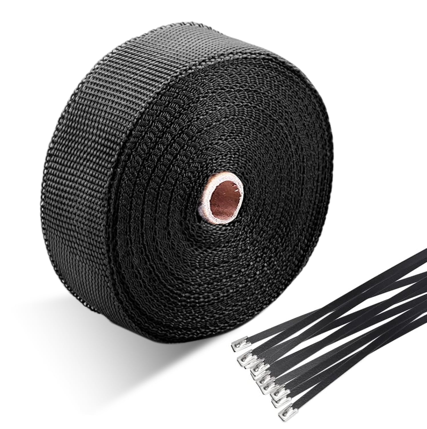 Foneso Benda Termica per Scarico Marmitta 15M, Nero Bende Termiche con 12 Nero Fascette Metalliche, Bende Termiche Moto per Tubo Scarico.