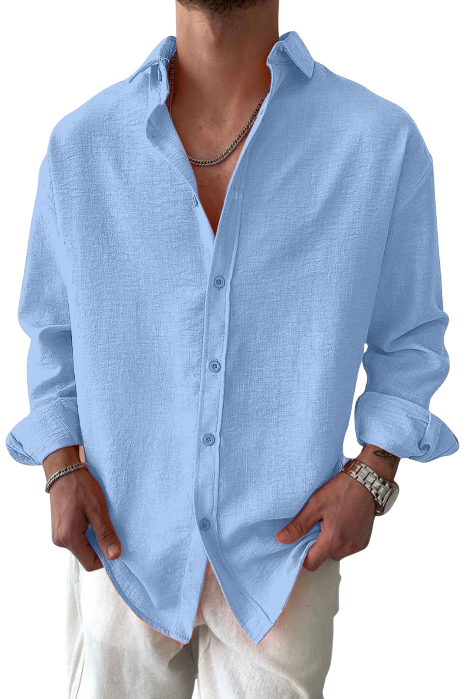 fuback Men’s Premium Textured Cotton Casual Shirt | Soft Breathable Fabric | Stylish Korean Collar | Full Sleeves | Regular Fit for Office, Travel-picture-20