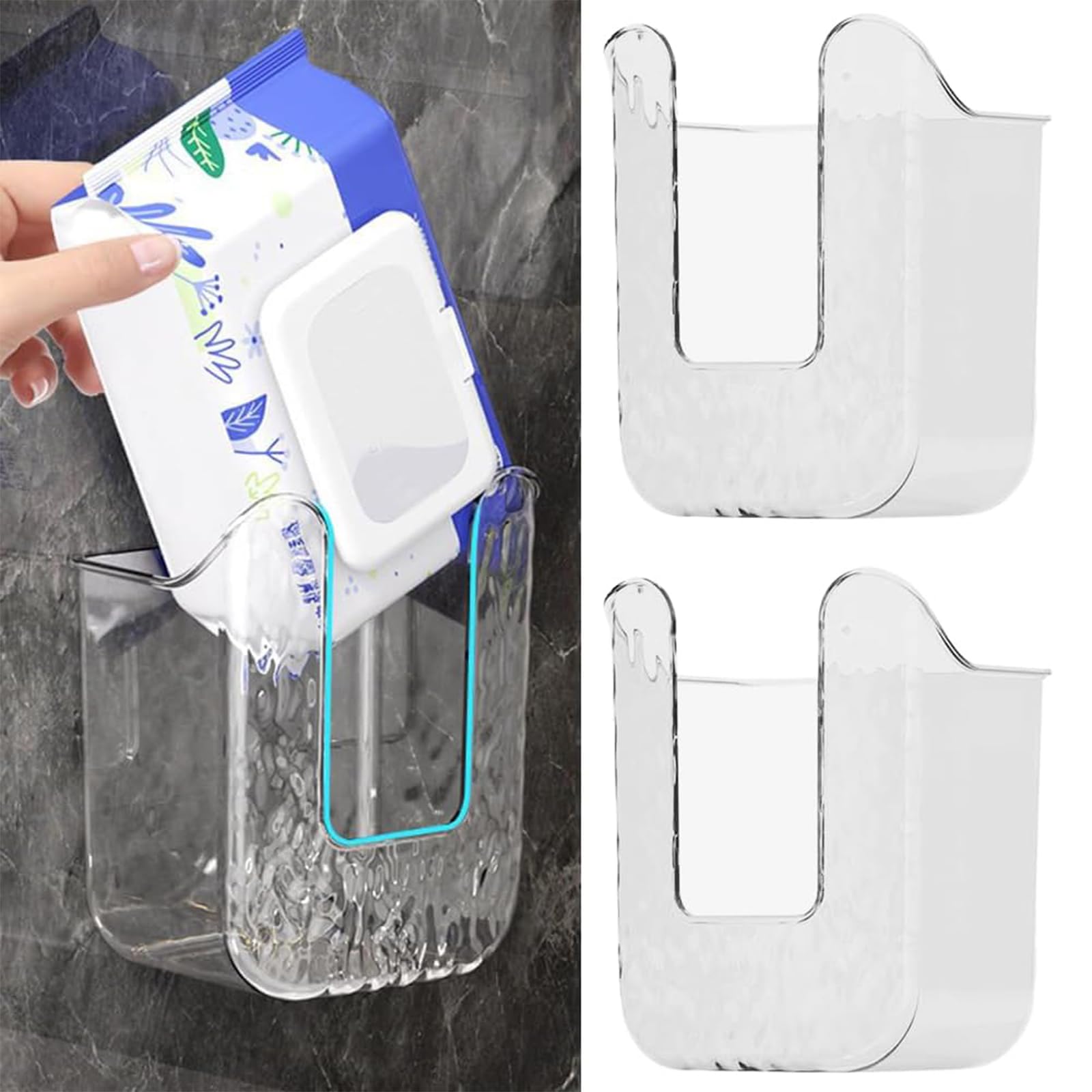 GmwyCzV 2 Stück Wandmontierte Taschentuchbox, Wandhalterung Feuchtuchspender Für Baby, Nachfüllbare Feuchttücher-Behälter für Feuchttücher Ohne Stanzen, Aufbewahrungsbox für Küchentücher, Schlafzimmer