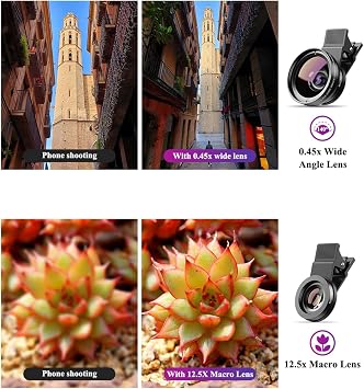 Apexel Phone Camera Lens, 2 in 1 Cell Phone Clip-on Lens Kit