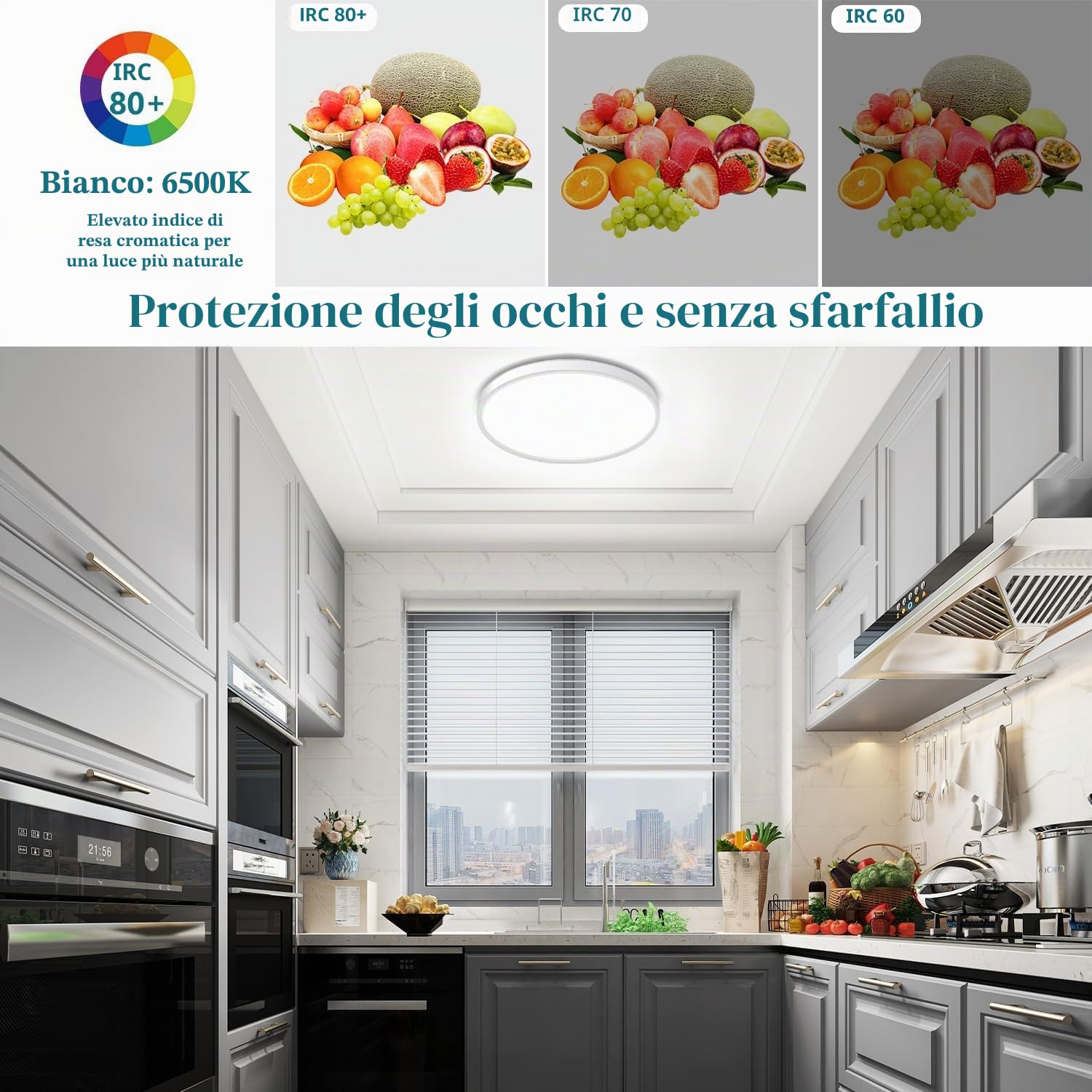 Ouyulong Plafoniera a LED, 18W, 1620lm, 6500K, lampada a LED, lampada bianca IP44, plafoniera rotonda da 23cm, per camera da letto, bagno, soggiorno, cucina, ufficio (2Pcs)