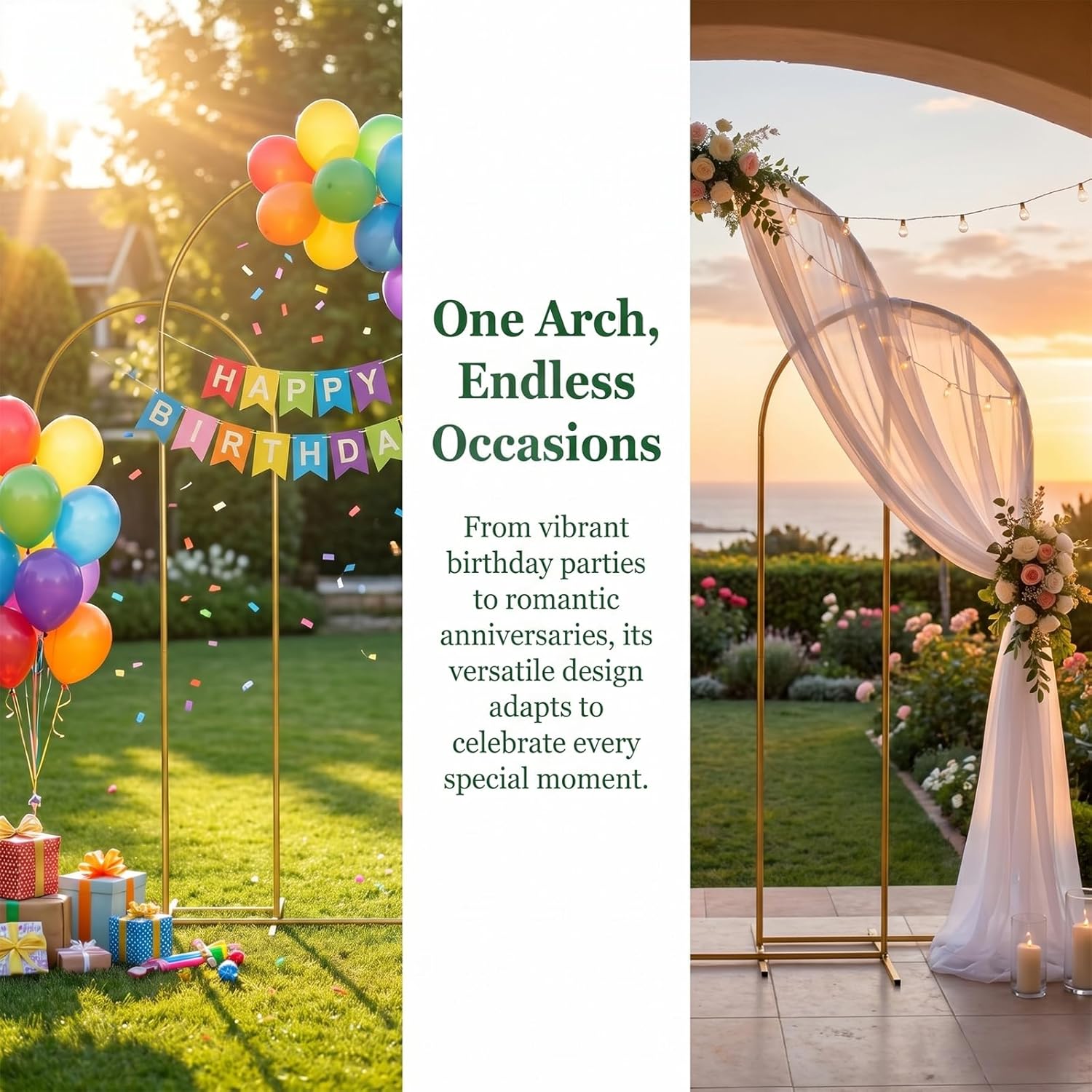 Metal Arch Backdrop Stand 7.2FT+6FT: Wedding Arch Frame for Ceremony Balloon Arch Stand for Birthday Anniversary Wedding Party Baby Shower