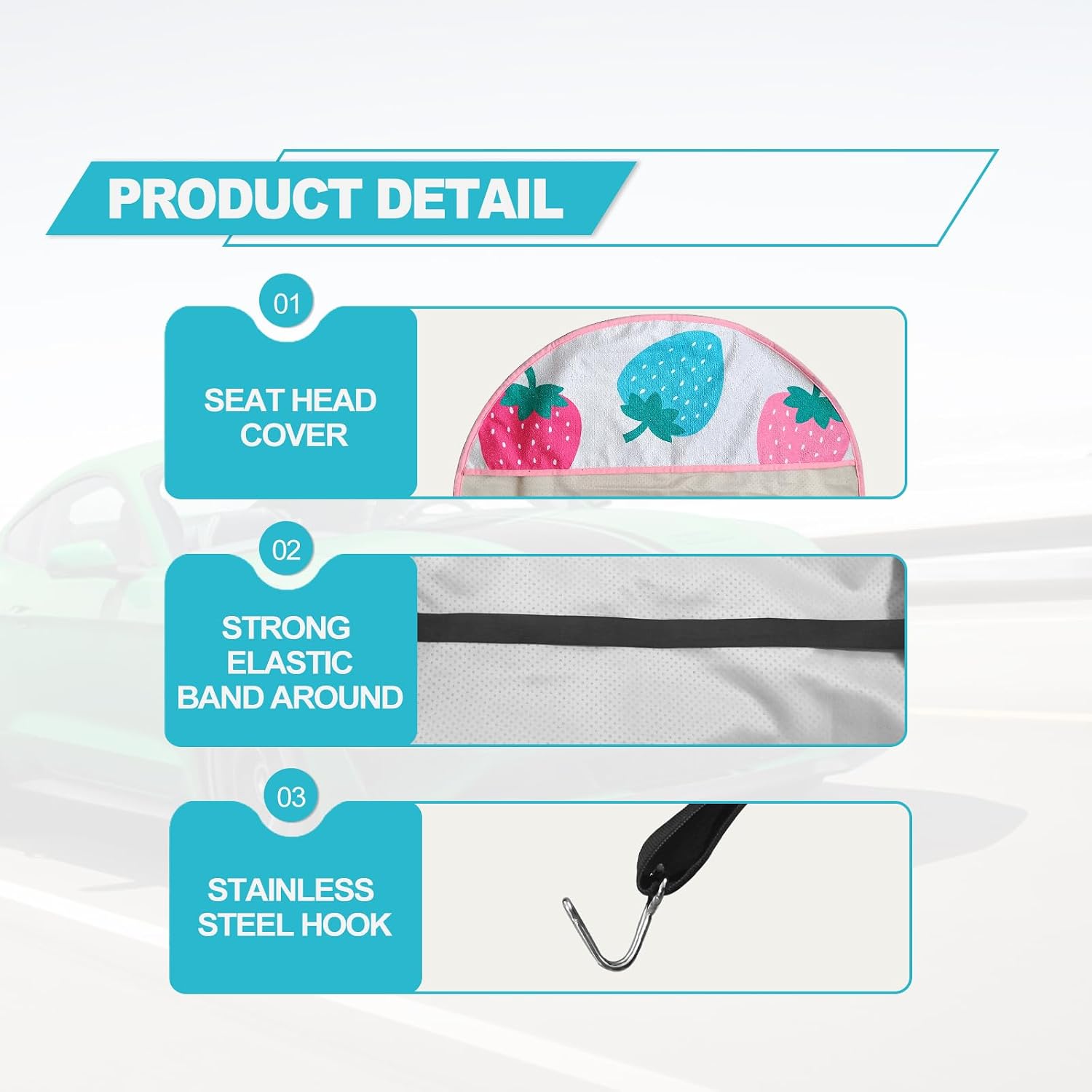 stymart Car Seat Cover Protector Front Seats Only, for Gym Workout,Swimming,Running, Universal Fit for Most Cars Trucks SUV Automotive Vehicles Seat Cover Protectors Accessories (Strawberry) image 3