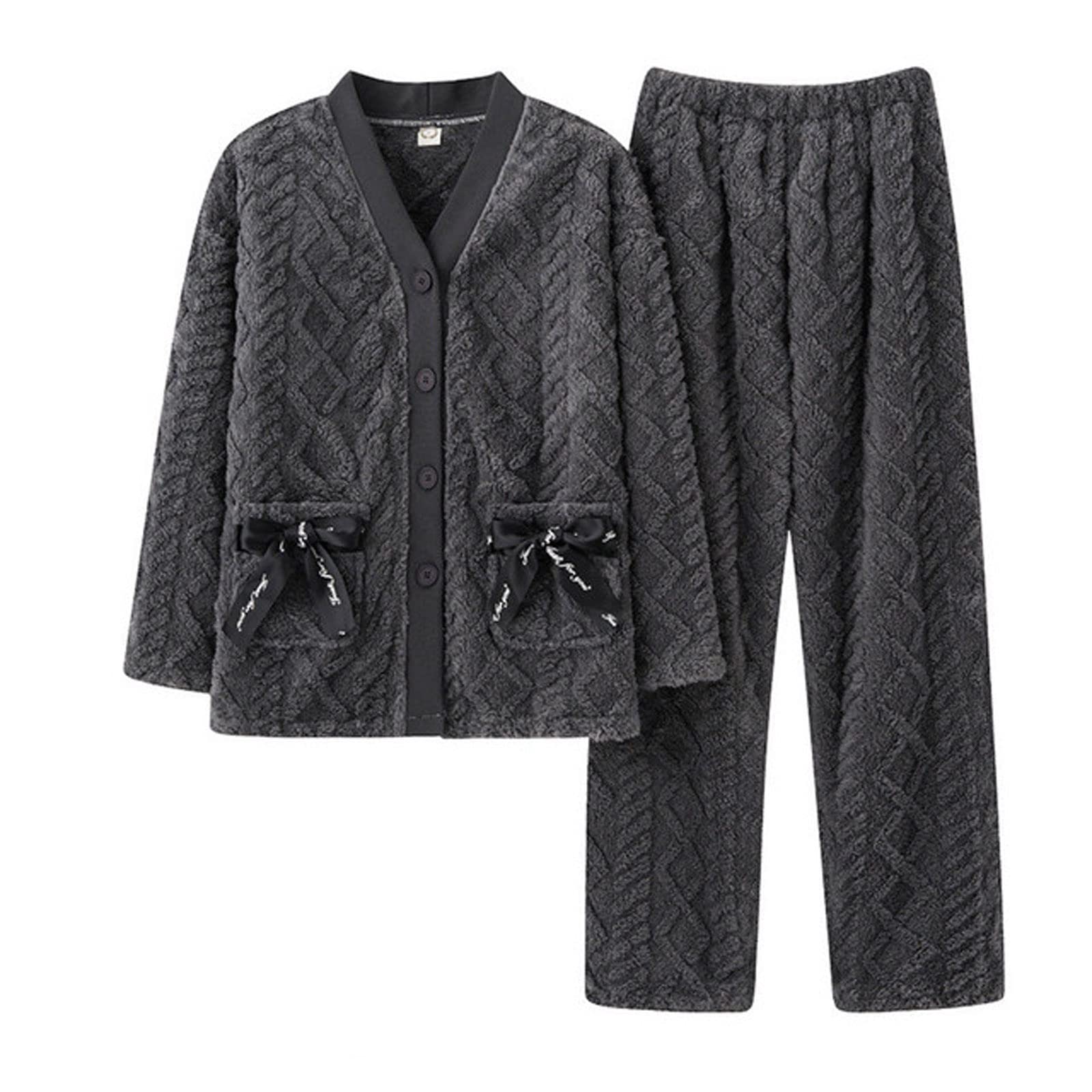 Zestaw piżam damskich Miękka bielizna nocna Pjs Flanelowa ocieplana piżama damska zimowa piżama zestaw bielizna nocna damska odzież domowa na co dzień PJ Set Loungewear Bielizna nocna (Color : A, Si