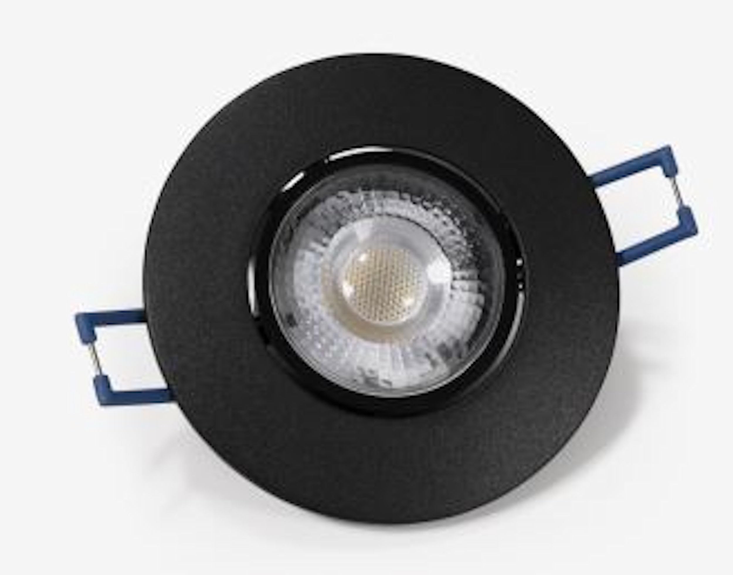 8 x Flacher Led Kunststoff Einbaustrahler Spot Lampe Deckeneinbauleuchte schwarz mit Flat Led Warmweiss 60° 4,5W geringe Einbautiefe von 20mm 230 Volt Anschluß