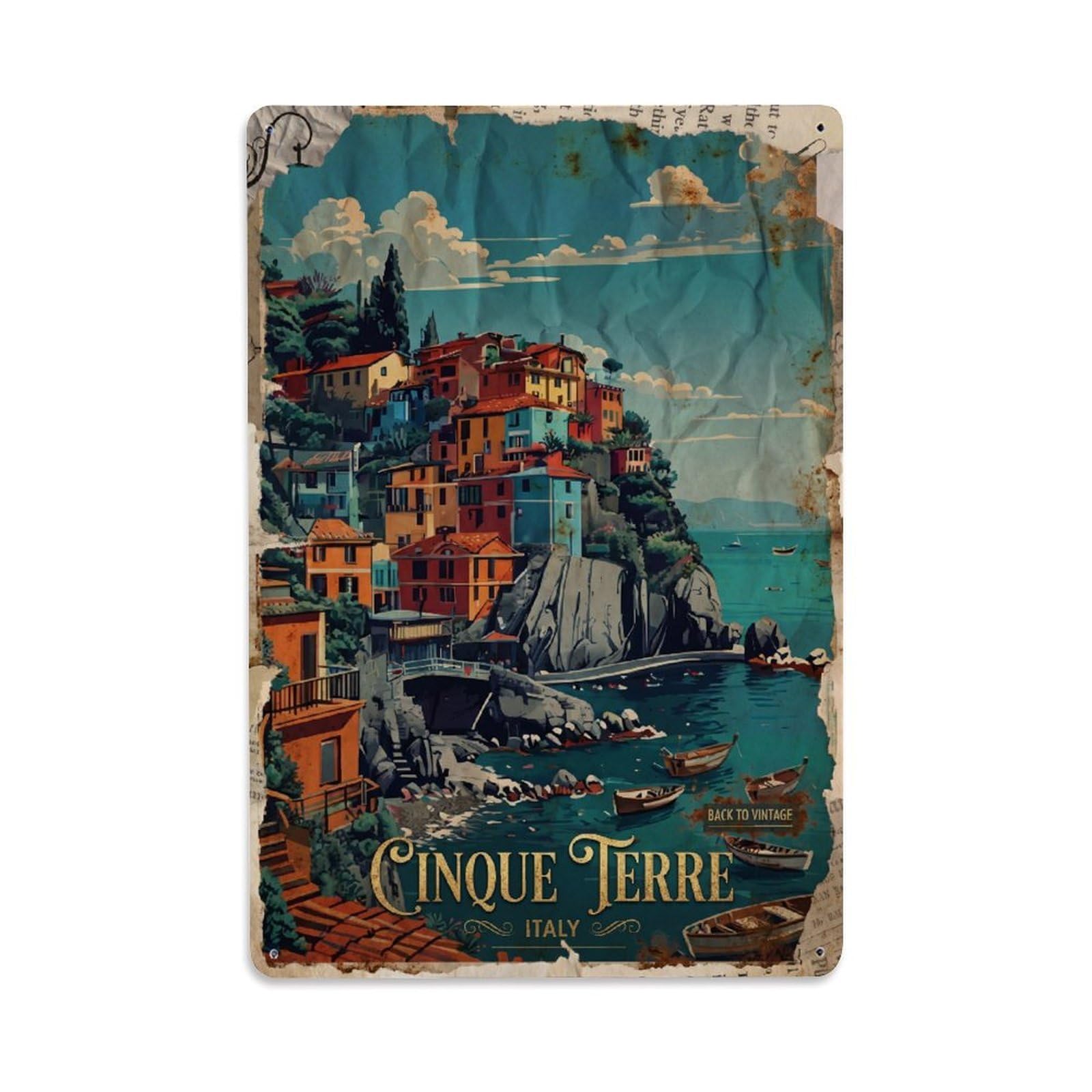 Yrnq 08X12inch Vintage Style Vintage Travel Cinque Terre Italy Mesmerizing Metal Tin Sign