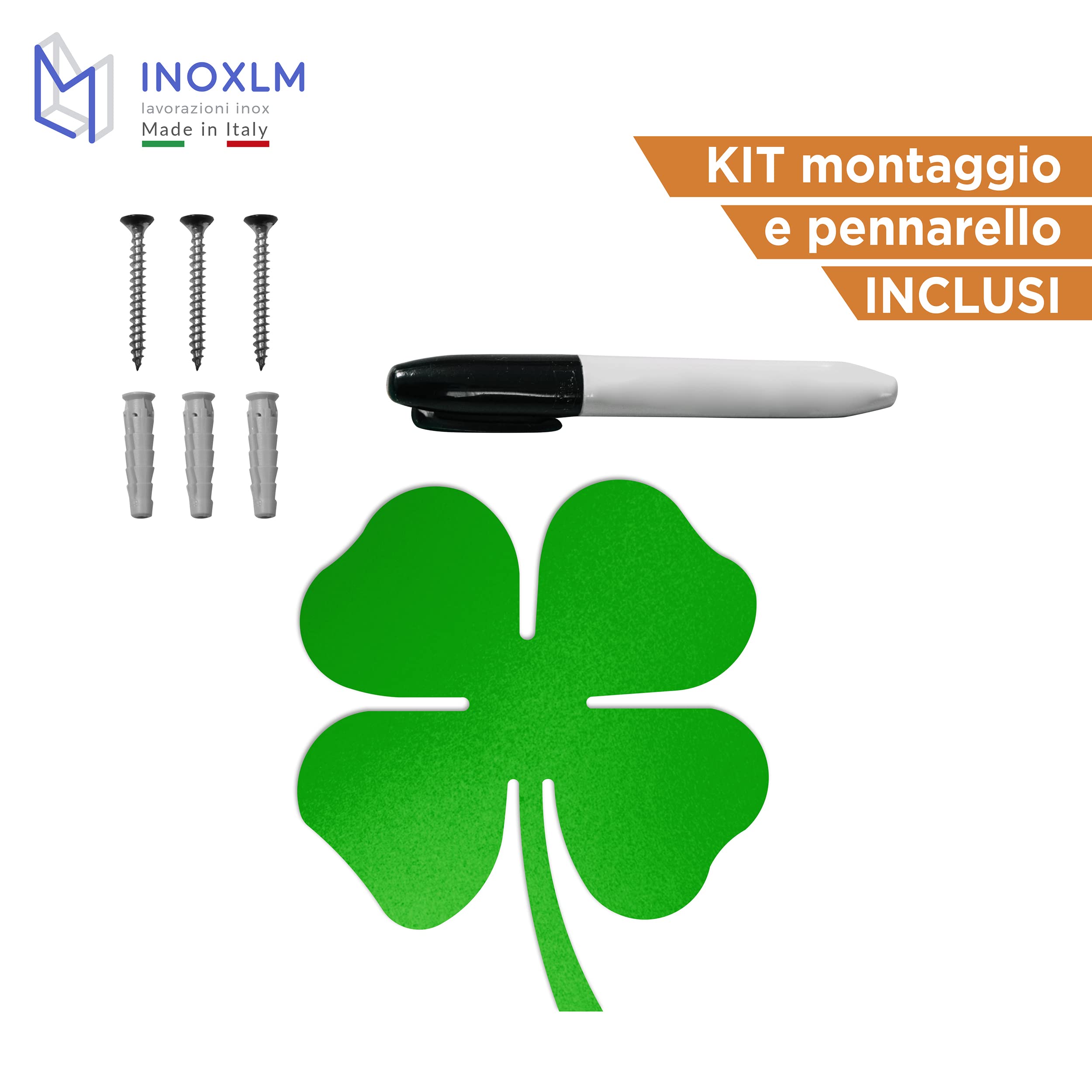 INOXLM - Pizarra Magnética De Pared De Acero Con Trébol De Cuatro