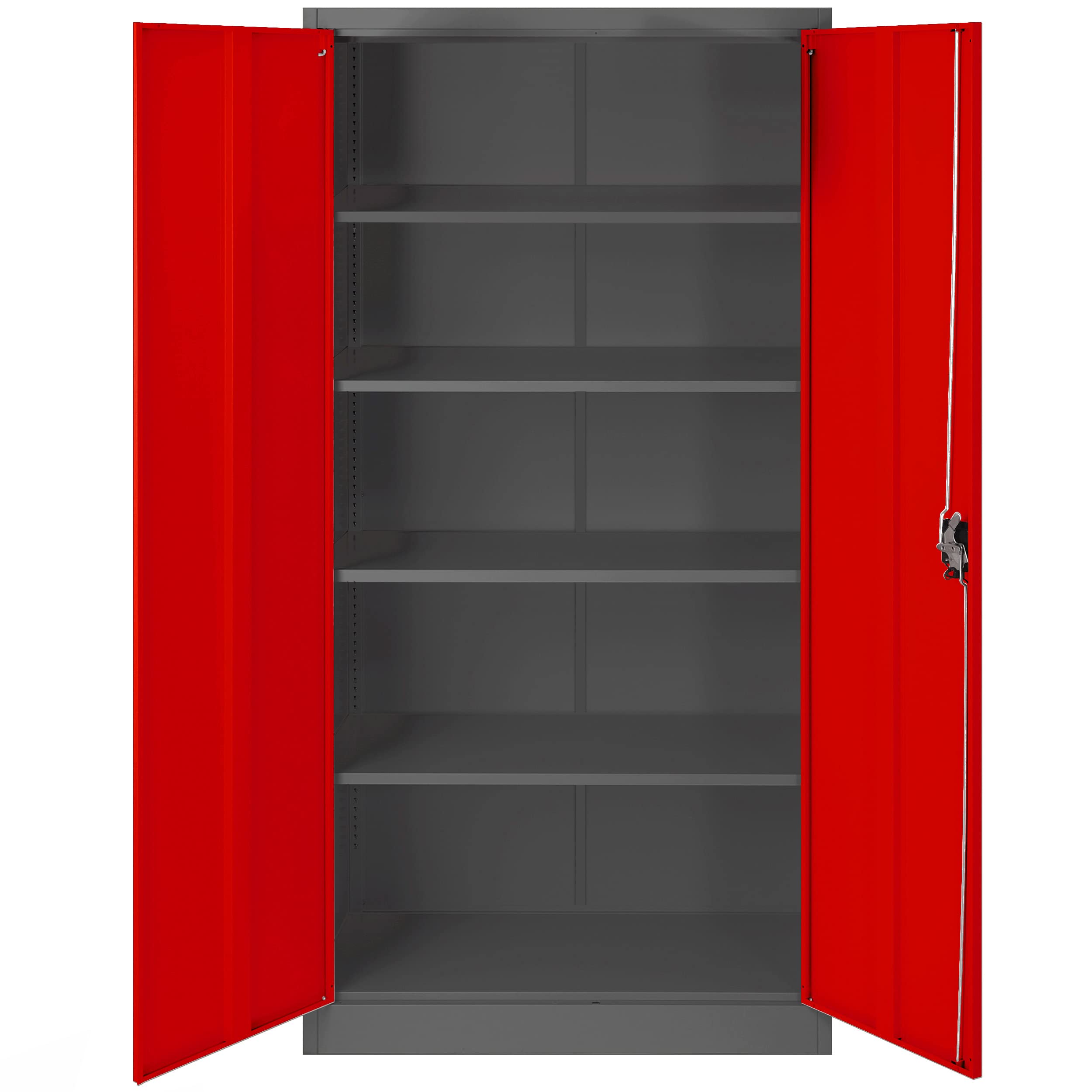 Jan Nowak Set di 3 Armadio da Ufficio C001 Archivio per Officina in Metallo Verniciato a polvere Chiudibile 185 cm x 90 cm x 40 cm (Antracite-Rosso)
