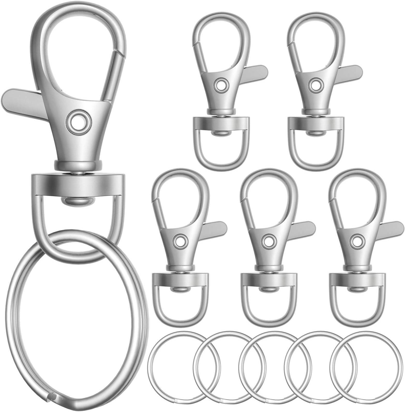 HXSEMAYIG 100PCS Keychain Hooks with Key Rings Metal Swivel Lobster Claw Clasps