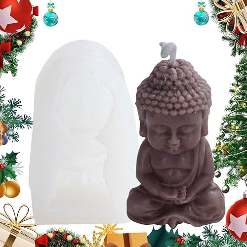 Miniatura 2 de Hulzogul Molde de vela de burbujas, molde de silicona con diseño de Buda, moldes de silicona para decoración de velas, cera de resina, yeso,
