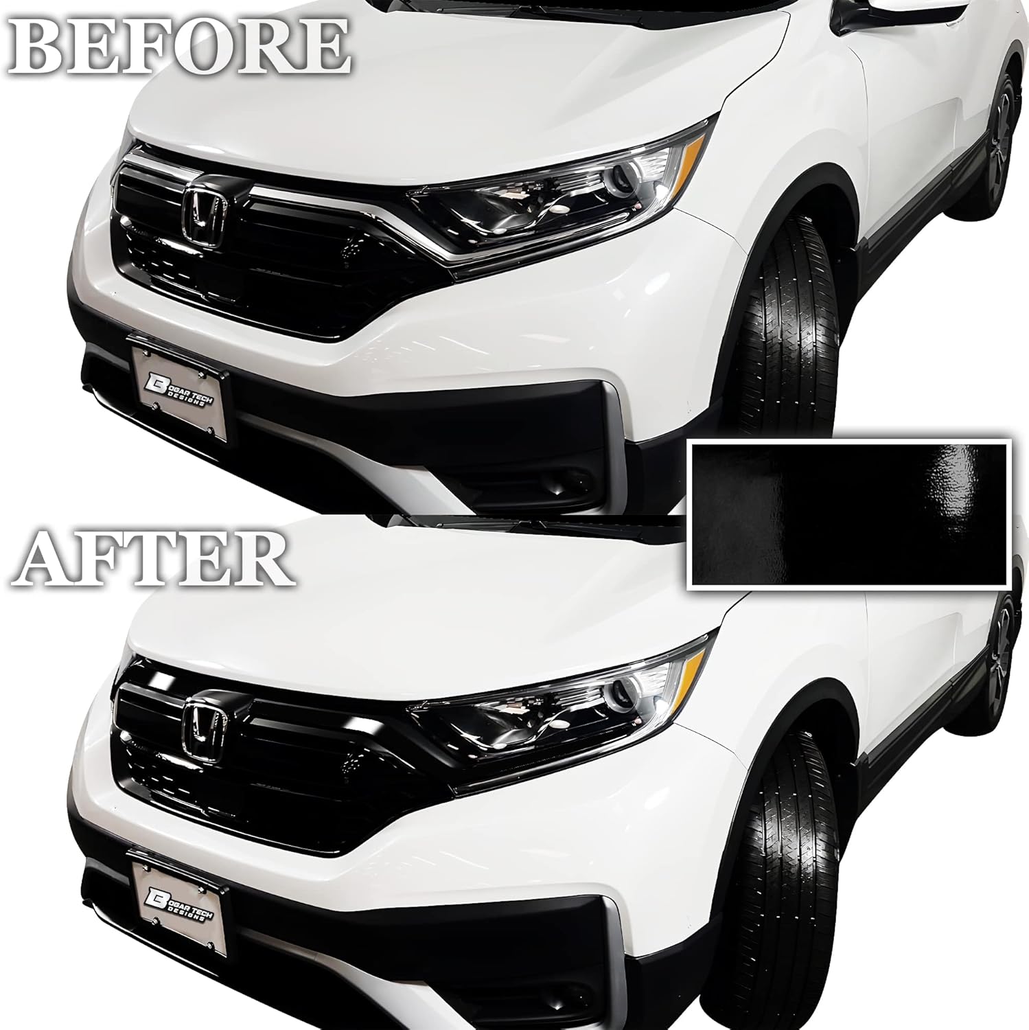 BOGAR TECH DESIGNS for Honda CR-V 2020-2022 Front Grille Chrome Delete – Precut Vinyl Overlay Kit, Gloss Black Blackout Trim