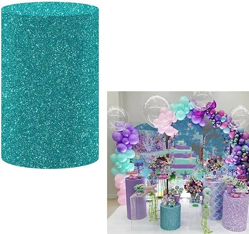 Fundas cilíndricas con purpurina azul marino para fiestas, cubierta de pedestal, sirena subacuática, regalos de fiesta de cumpleaños, baby shower,