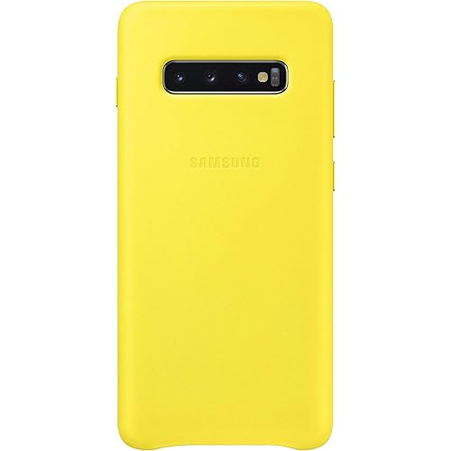 Samsung Official Original Galaxy S10 Series Genuine Leather Cover Case (Yellow, Galaxy S10)
