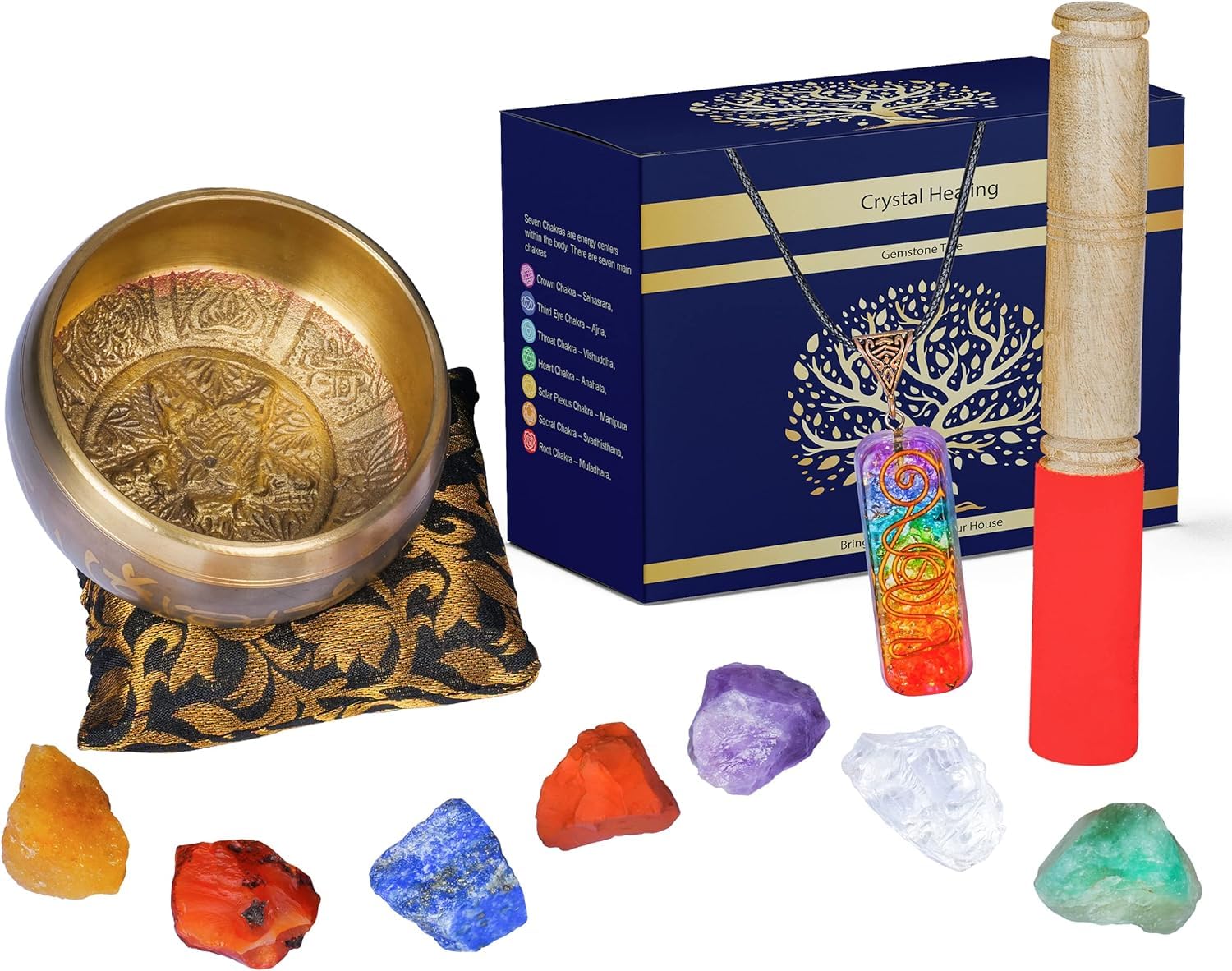 Tibetan Singing Bowl - Sound Bowl Meditation Set Handcrafted in Nepal for Mindfulness, Reiki, and Sound Baths Great for Zen Decor or Spiritual Gift, Yoga Accessories for Women, Sound Healing Therapy