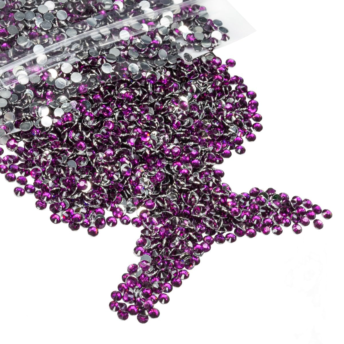 qiipii 3000PCS 5mm Grape Purple Crystal Resin Rhinestones for Crafting Purple Flatback Stones Gems Bulk SS20 Non-Hotfix Diamonds Crystals Charms for
