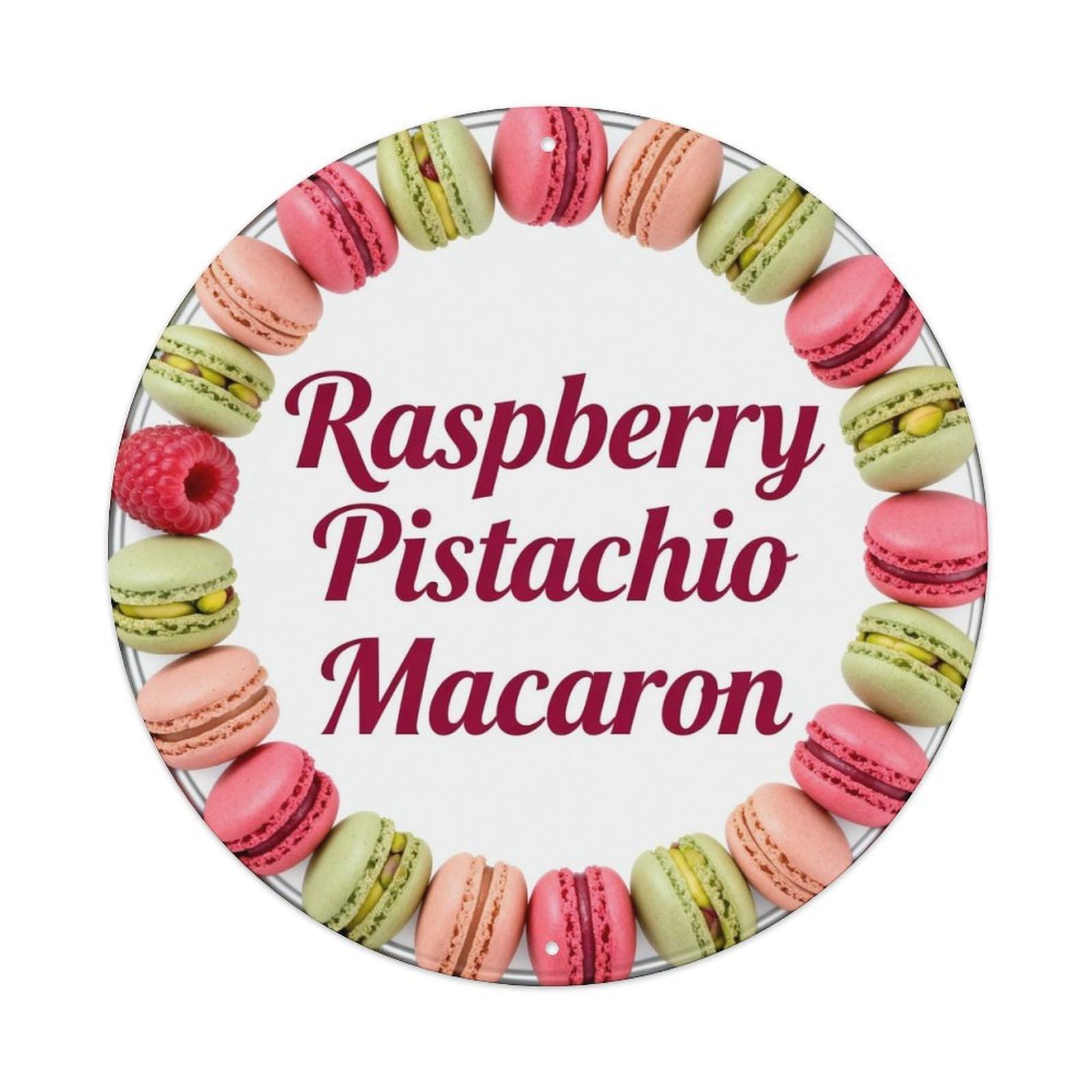 Raspberry Pistachio Macaron Metal Tin Sign Plaque