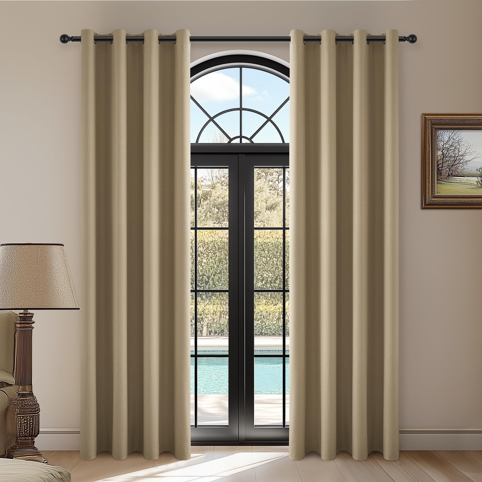 Rideau moderne aspect lin de qualité supérieure Topfinel 140x245 pour intérieur chic