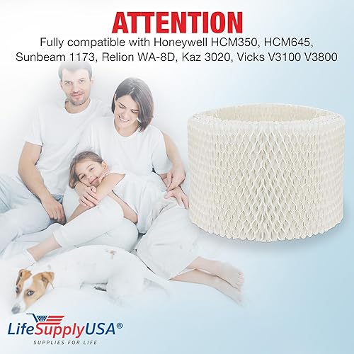 Miniatura 2 de LifeSupplyUSA Mecha de repuesto para filtro humidificador compatible con Honeywell HCM350, HCM645, Sunbeam 1173, Relion WA-8D, Kaz 3020, Vicks V3100
