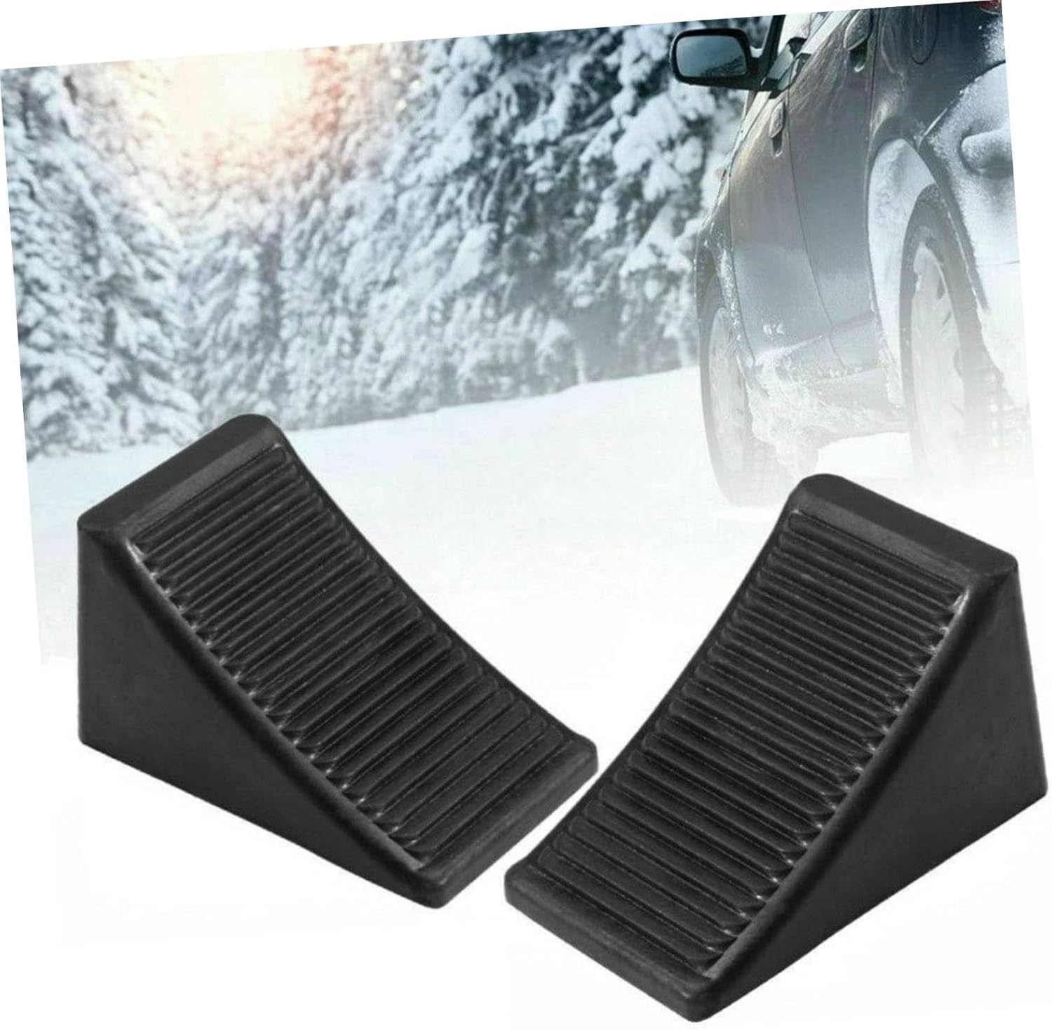 CHILDWEET 2pcs Solid Rubber Wheel Chock Heavy Duty Non-Slip Tire Stopper for Rvs Trailers and Trucks Motorcycle Chocks for Safe Parking and Tire Stability